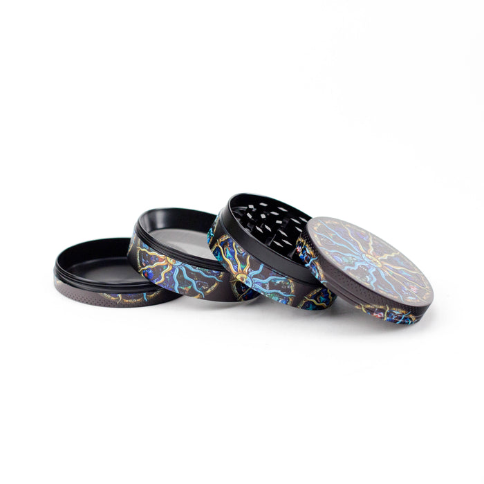 2.5" Mystical Cosmic Art Design Metal Grinder 4 Layers - Box of 6 Display Pack 777 Smoke