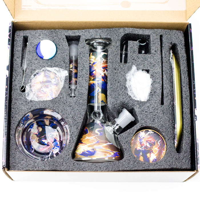 10-in-1 Smoke Set Complete Smoking Kit with 8" Glass Bong Glass Bong 777 Smoke Martin