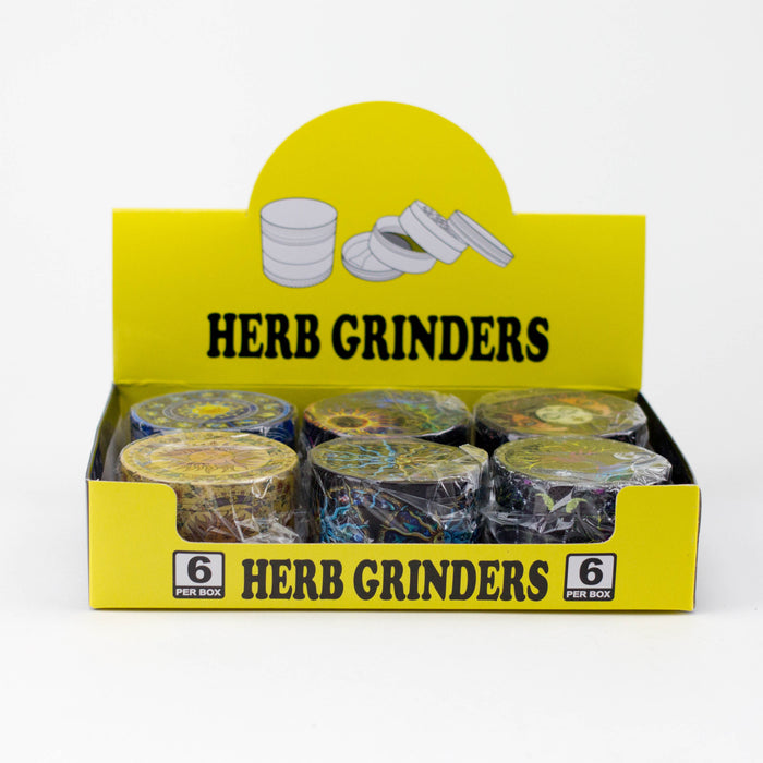 2.5" Mystical Cosmic Art Design Metal Grinder 4 Layers - Box of 6 Display Pack 777 Smoke