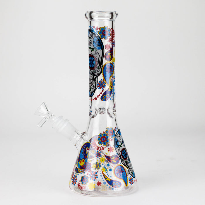 10" Sugar Skull New Design Glass Beaker Bong – Glow in the Dark