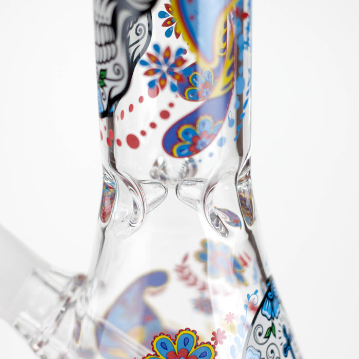 10" Sugar Skull New Design Glass Beaker Bong – Glow in the Dark