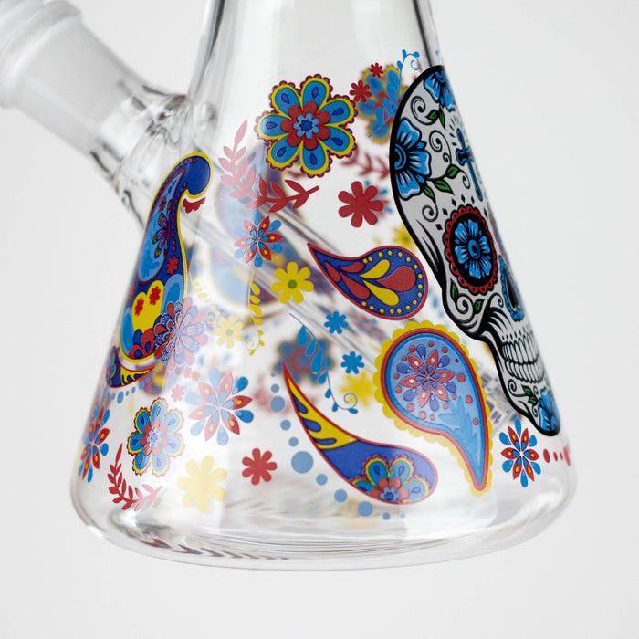 10" Sugar Skull New Design Glass Beaker Bong – Glow in the Dark
