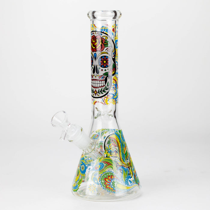 10" Sugar Skull New Design Glass Beaker Bong – Glow in the Dark