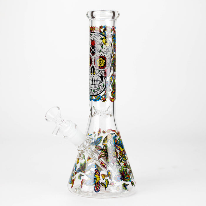 10" Sugar Skull New Design Glass Beaker Bong – Glow in the Dark