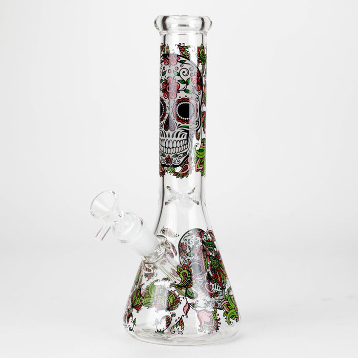 10" Sugar Skull New Design Glass Beaker Bong – Glow in the Dark