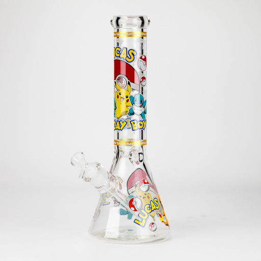 14" Carton Design 7mm Thick Heavy Duty Glass Beaker Bong – Glow in the Dark Glass Bong 777 Smoke Design1