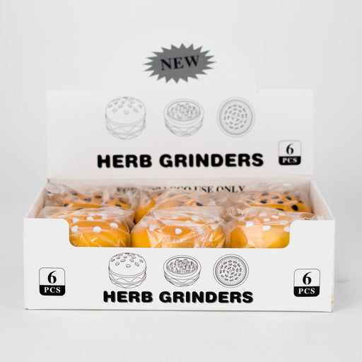 3" Hamburger Shape Metal Grinder 4 Layers - Box of 6 Display Pack 777 Smoke