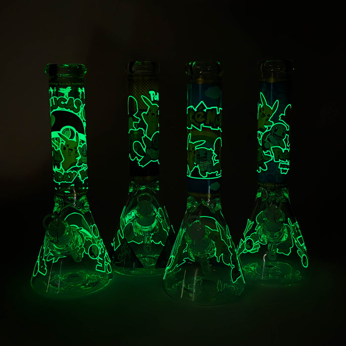 14" Carton Design 7mm Thick Heavy Duty Glass Beaker Bong – Glow in the Dark