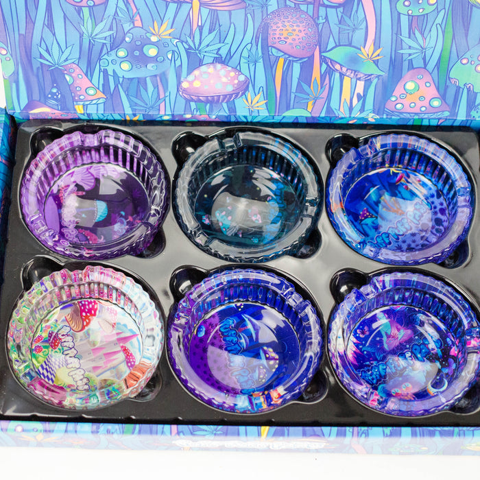 Premium Glass Mushroom Design Ashtray – Box of 6