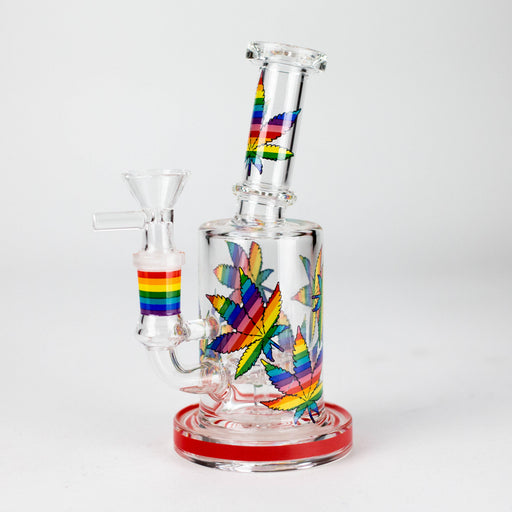 7" 2-in-1 Leaves Design Rig with Perc, Banger & Bowl Included Glass Rig 777 Smoke Red