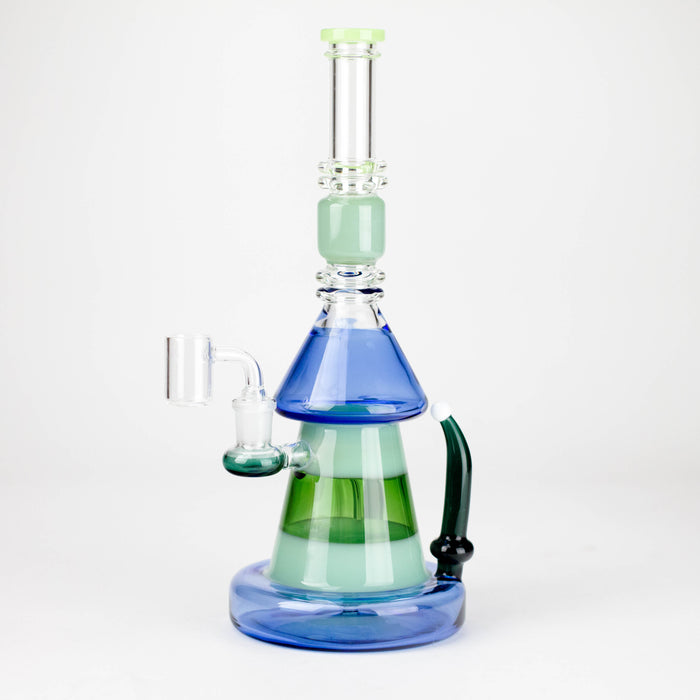 11" 2-in-1 Modern Art Glass Rig with Perc, Heavy Base, Banger & Bowl