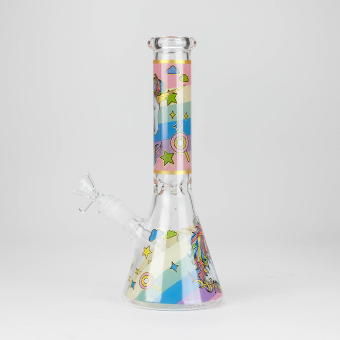 10" Unicorn Design Glass Beaker Bong