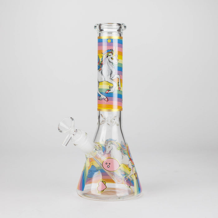 10" Unicorn Design Glass Beaker Bong