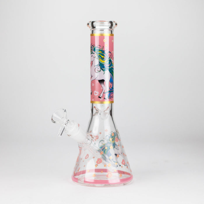 10" Unicorn Design Glass Beaker Bong