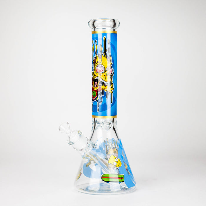 14" Cartoon S Design 7mm Thick Heavy Duty Glass Beaker Bong Glass Bong 777 Smoke Design4