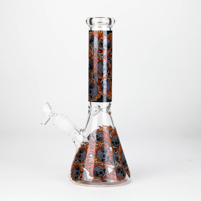 10" Furious Skull Design Glass Beaker Bong-Glow in the dark Glass Bong 777 Smoke