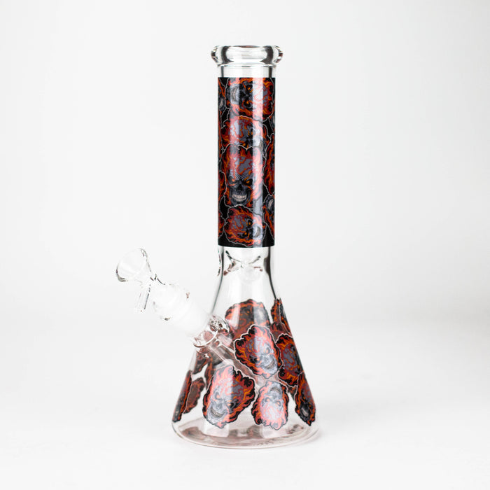 10" Furious Skull Design Glass Beaker Bong-Glow in the dark Glass Bong 777 Smoke Desgin3
