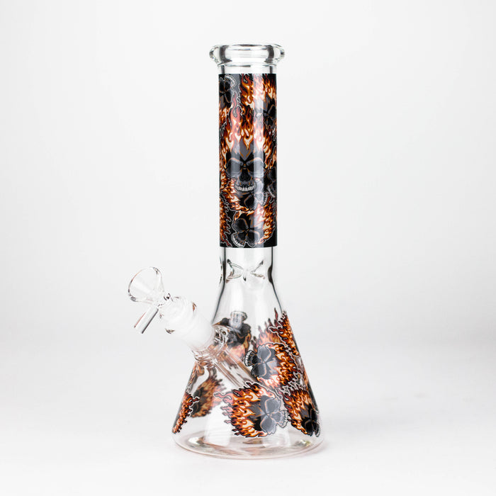 10" Furious Skull Design Glass Beaker Bong-Glow in the dark Glass Bong 777 Smoke Design4