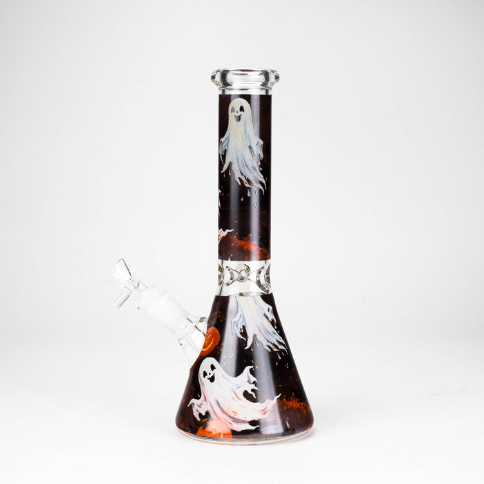 10" Cute Ghost Design Glass Beaker Bong-Glow in the dark Glass Bong 777 Smoke