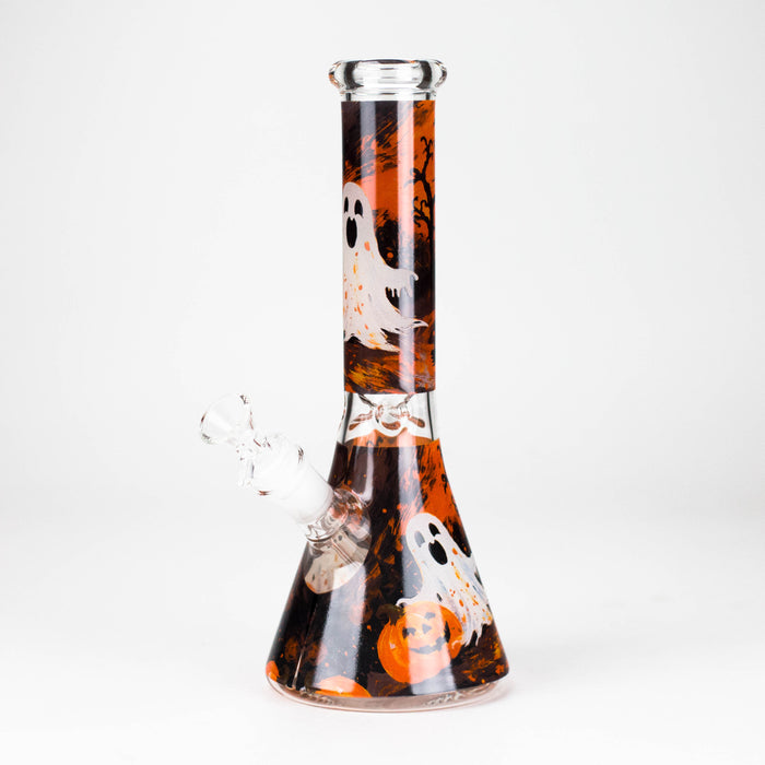 10" Cute Ghost Design Glass Beaker Bong-Glow in the dark Glass Bong 777 Smoke Design2