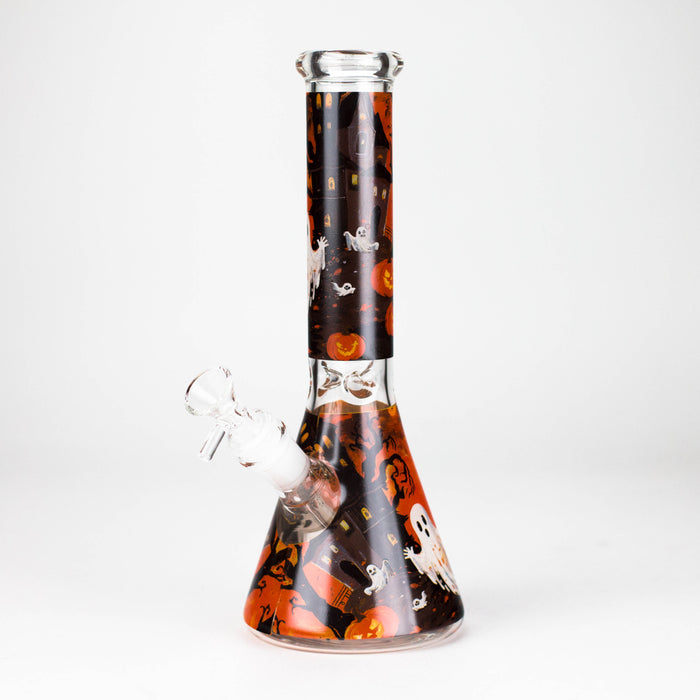 10" Cute Ghost Design Glass Beaker Bong-Glow in the dark Glass Bong 777 Smoke Design4