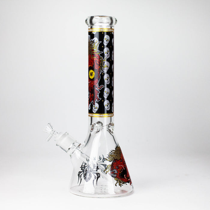 14" Monster Design 7mm Thick Heavy Duty Glass Beaker Bong Glass Bong 777 Smoke