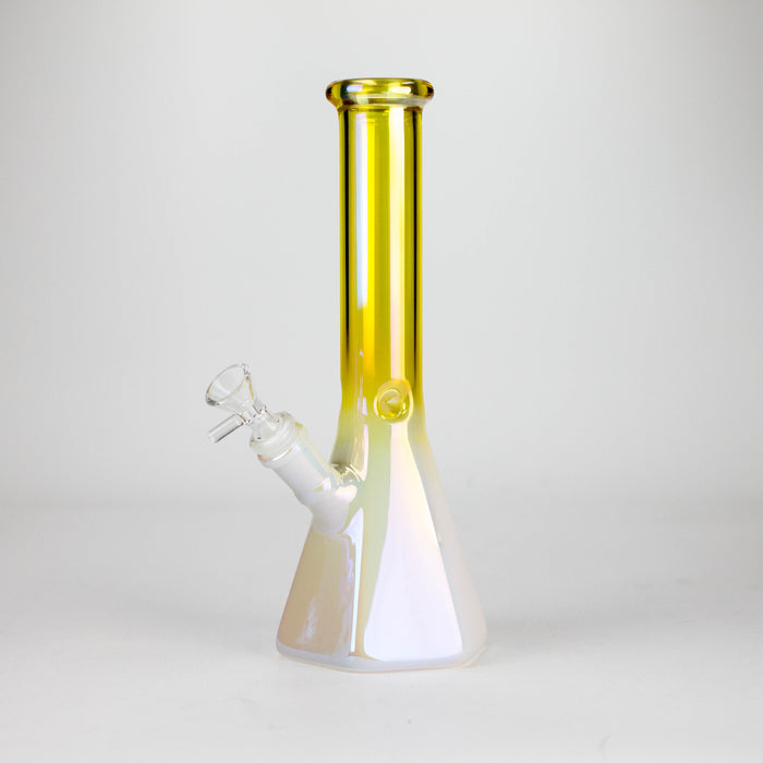10" Smoke On The Ice Two-Tone Glass Beaker Bong with Octagon Base Glass Bong 777 Smoke Yellow