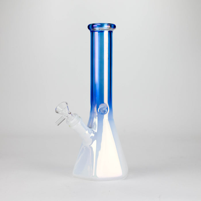 10" Smoke On The Ice Two-Tone Glass Beaker Bong with Octagon Base Glass Bong 777 Smoke Blue