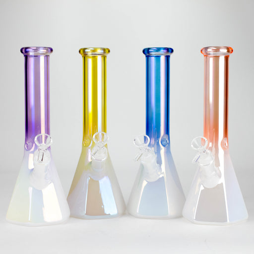 10" Smoke On The Ice Two-Tone Glass Beaker Bong with Octagon Base Glass Bong 777 Smoke