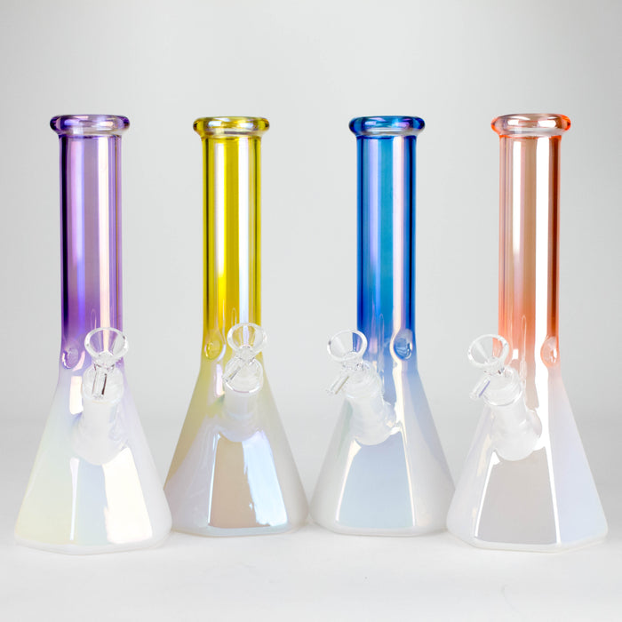 10" Smoke On The Ice Two-Tone Glass Beaker Bong with Octagon Base Glass Bong 777 Smoke