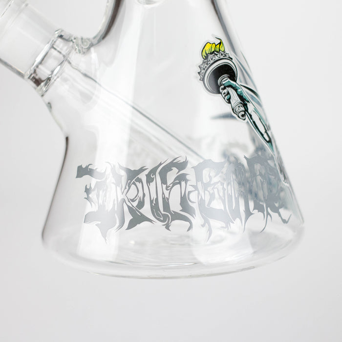 14" The Liberty Is Dead Design 7mm Thick Heavy Duty Glass Beaker Bong Glass Bong 777 Smoke