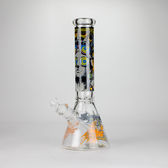 14" The Liberty Is Dead Design 7mm Thick Heavy Duty Glass Beaker Bong Glass Bong 777 Smoke Design3