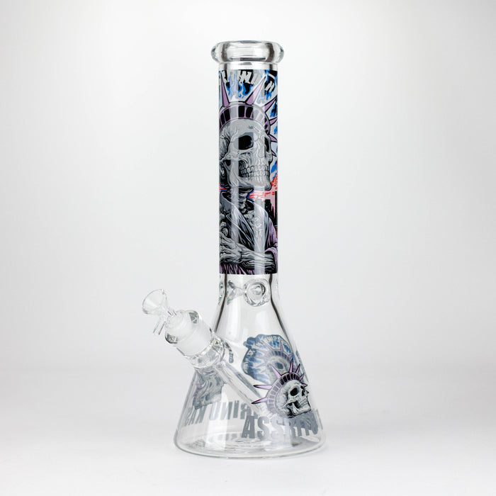 14" The Liberty Is Dead Design 7mm Thick Heavy Duty Glass Beaker Bong Glass Bong 777 Smoke Design4