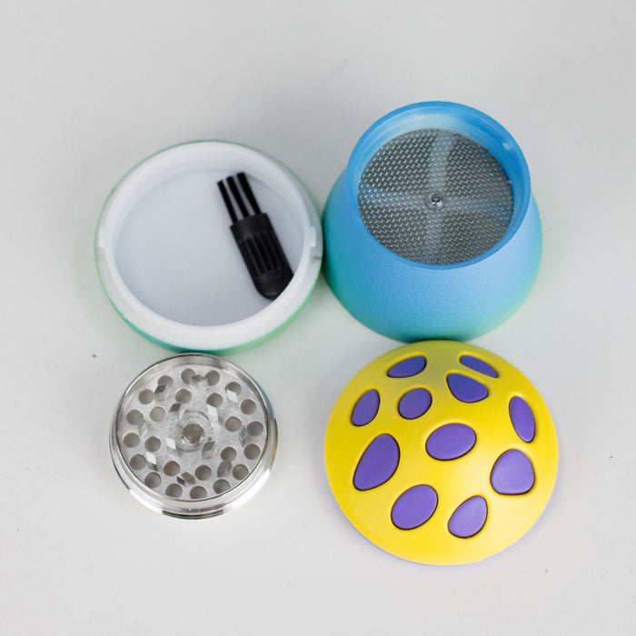 2.2" 4-Layer Mushroom Shaped Metal Herb Grinder — Box of 6 Display Pack 777 Smoke