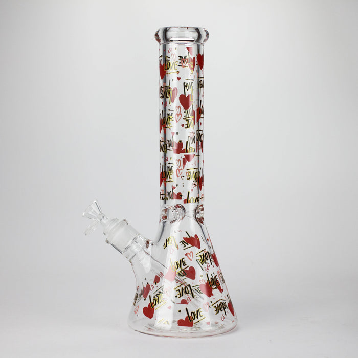 14" Love Design 7mm Thick Heavy Duty Glass Beaker Bong Glass Bong 777 Smoke