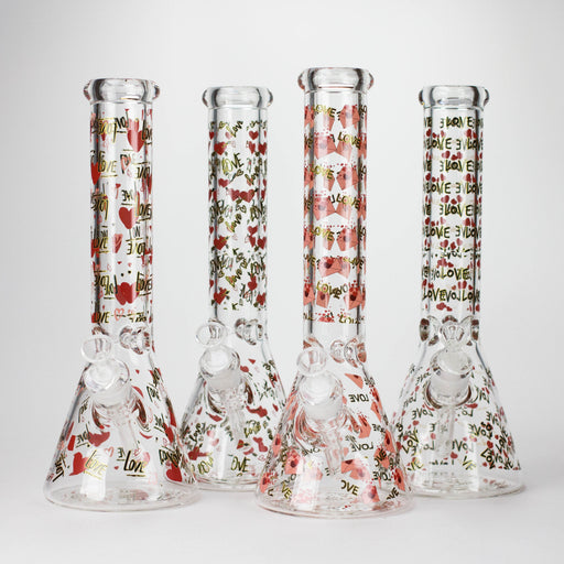 14" Love Design 7mm Thick Heavy Duty Glass Beaker Bong Glass Bong 777 Smoke