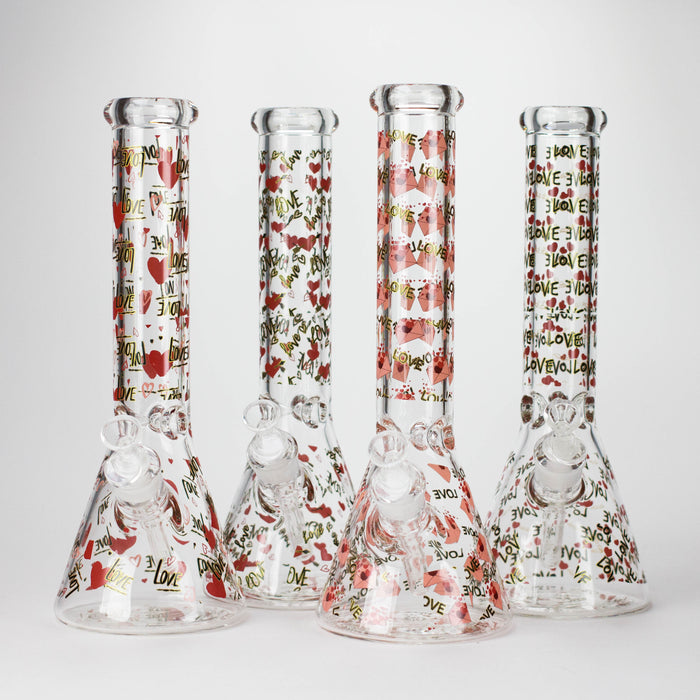 14" Love Design 7mm Thick Heavy Duty Glass Beaker Bong Glass Bong 777 Smoke