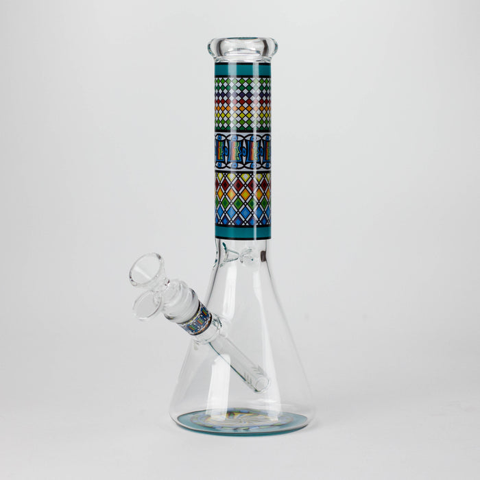 10" Prism Mosaic Design Glass Beaker Bong Glass Bong 777 Smoke Light Blue