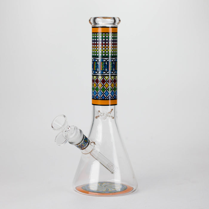 10" Prism Mosaic Design Glass Beaker Bong Glass Bong 777 Smoke Orange