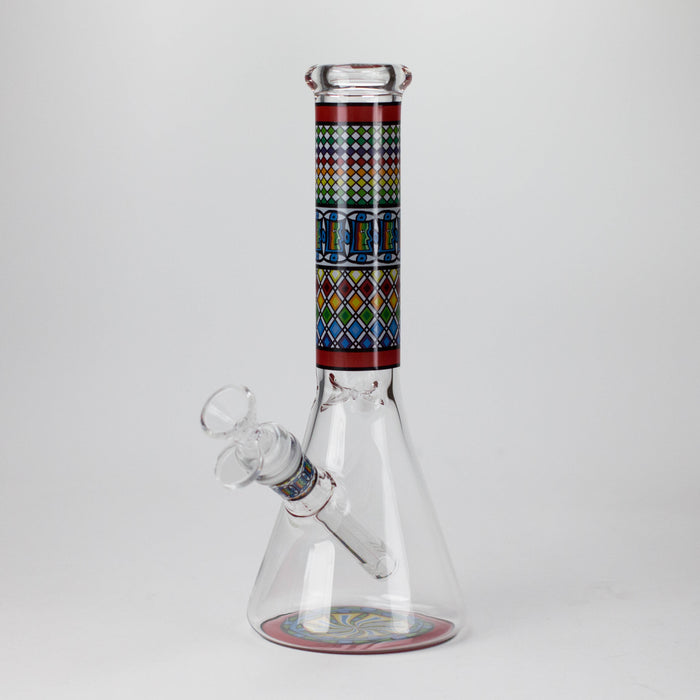 10" Prism Mosaic Design Glass Beaker Bong Glass Bong 777 Smoke Red
