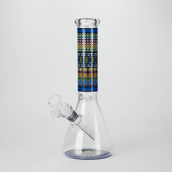 10" Prism Mosaic Design Glass Beaker Bong Glass Bong 777 Smoke Blue