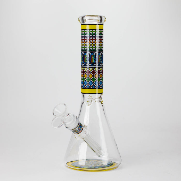 10" Prism Mosaic Design Glass Beaker Bong Glass Bong 777 Smoke Yellow