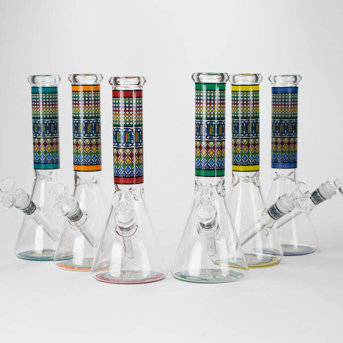 10" Prism Mosaic Design Glass Beaker Bong Glass Bong 777 Smoke