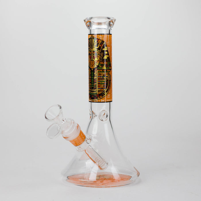 10" Pharaoh's Legacy Design Glass Beaker Bong Glass Bong 777 Smoke Orange