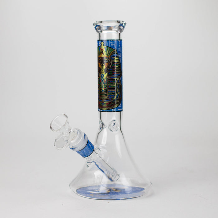 10" Pharaoh's Legacy Design Glass Beaker Bong Glass Bong 777 Smoke Blue