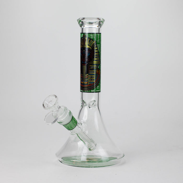 10" Pharaoh's Legacy Design Glass Beaker Bong Glass Bong 777 Smoke Green