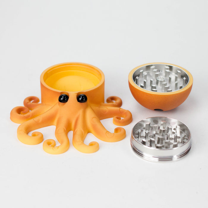 4" Octopus-Shaped Metal Grinder Gift Pack 3-Layer (Box of 12) Display Pack 777 Smoke