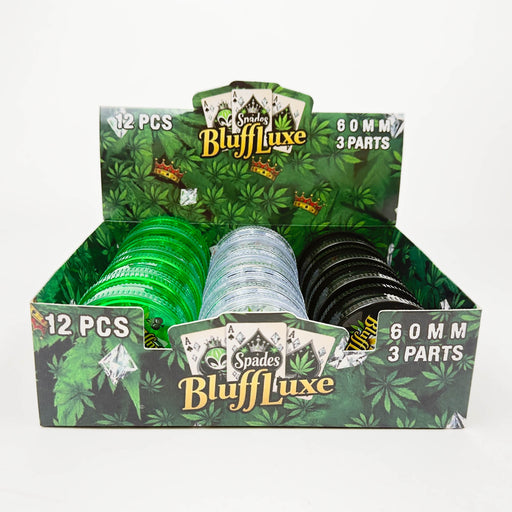 2.5" Poker Design Transparent Plastic Grinder – 3-Layer (Box of 12) Display Pack 777 Smoke