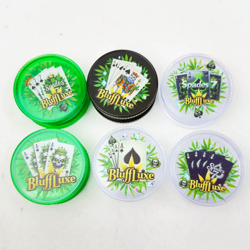 2.5" Poker Design Transparent Plastic Grinder – 3-Layer (Box of 12) Display Pack 777 Smoke