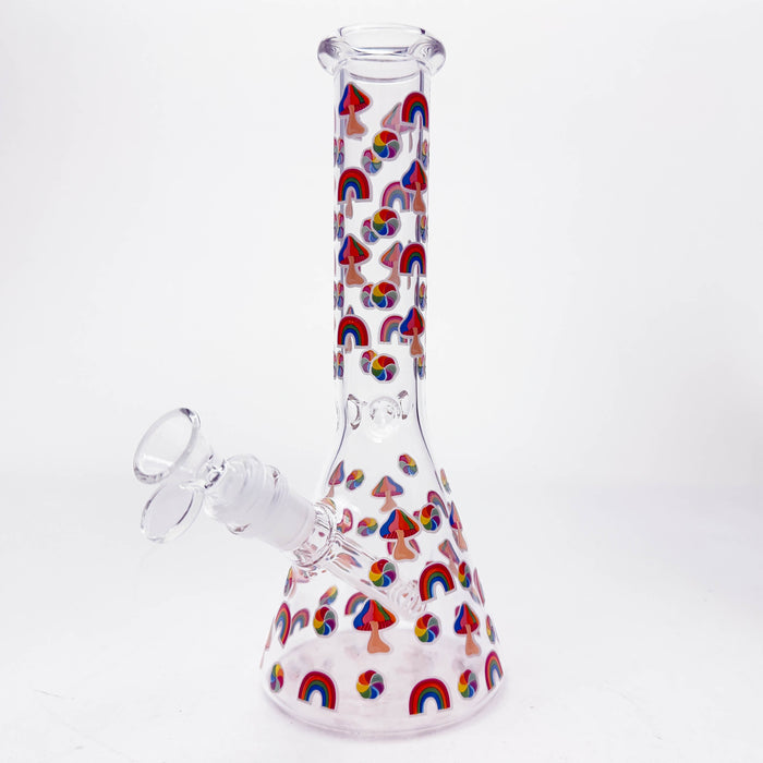 10" Cartoon Mushroom Design Glass Beaker Bong – Glow in the Dark Glass Bong 777 Smoke Design4